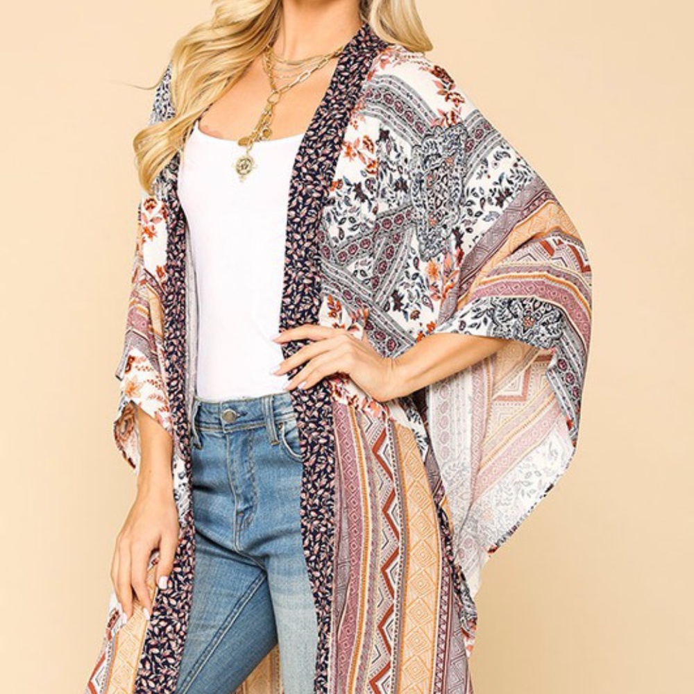 Boho Multi-print Kimono - Picture 5 of 8